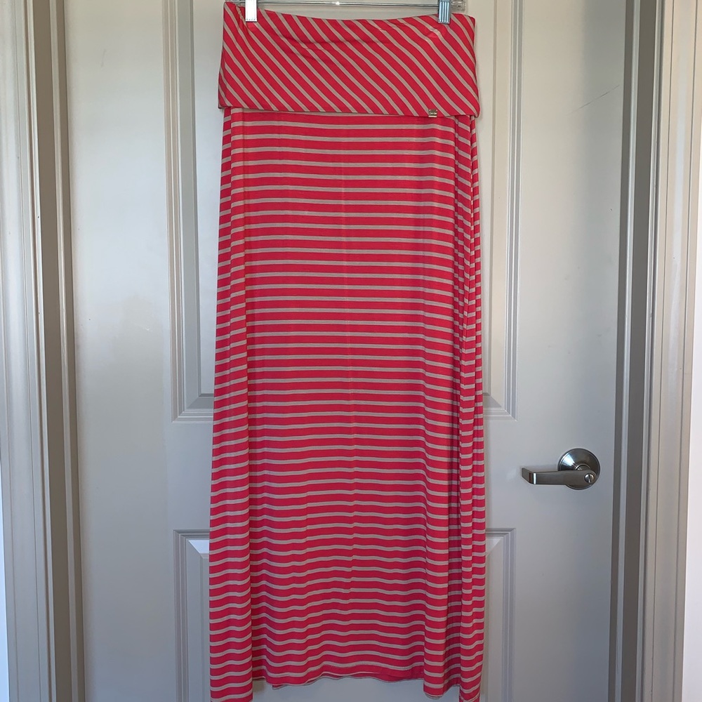 Calvin Klein striped fold-over top maxi